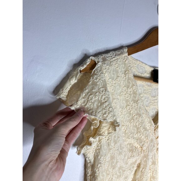 Vintage J.T.B. Lace Blouse Cap Sleeves Y2k Lace Fairy Grunge Whimsigoth Small - Picture 8 of 13